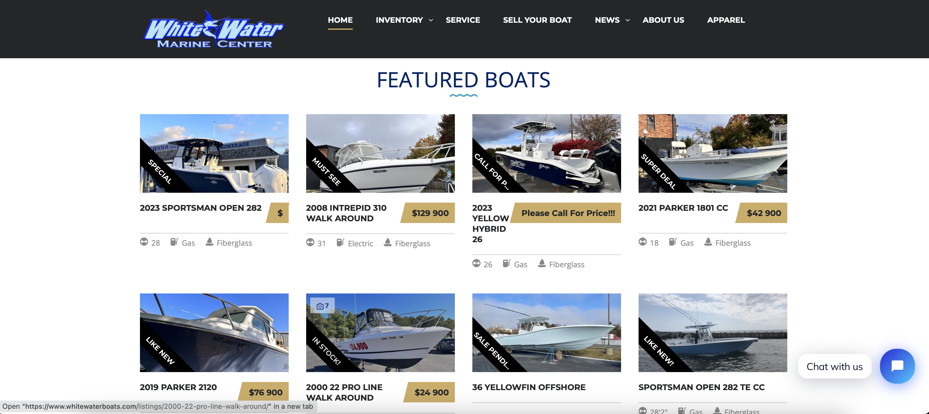 White Water Marine web page screen shot